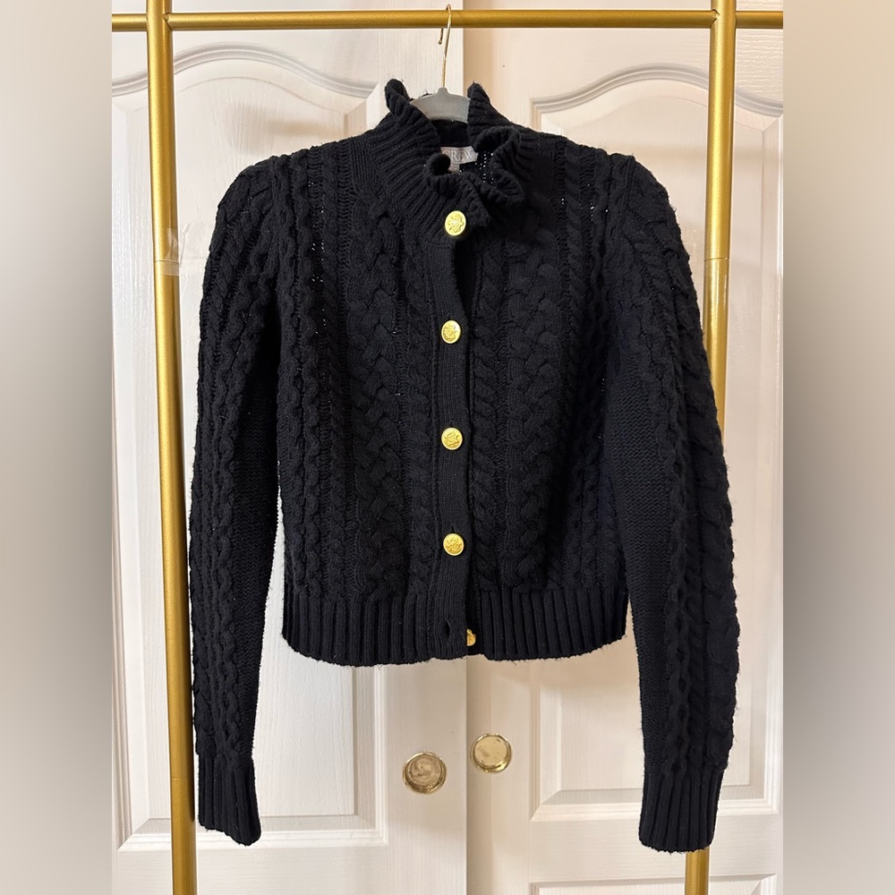 J. Crew Black Sweater Cardigan with Gold Buttons - Brand New- Medium size.